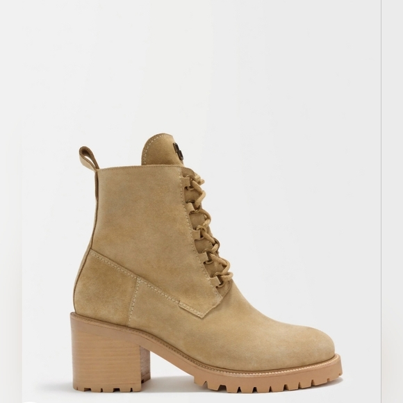 MAJE Suede Ankle Boots Beige Heel size 40 9.5 - Picture 3 of 8